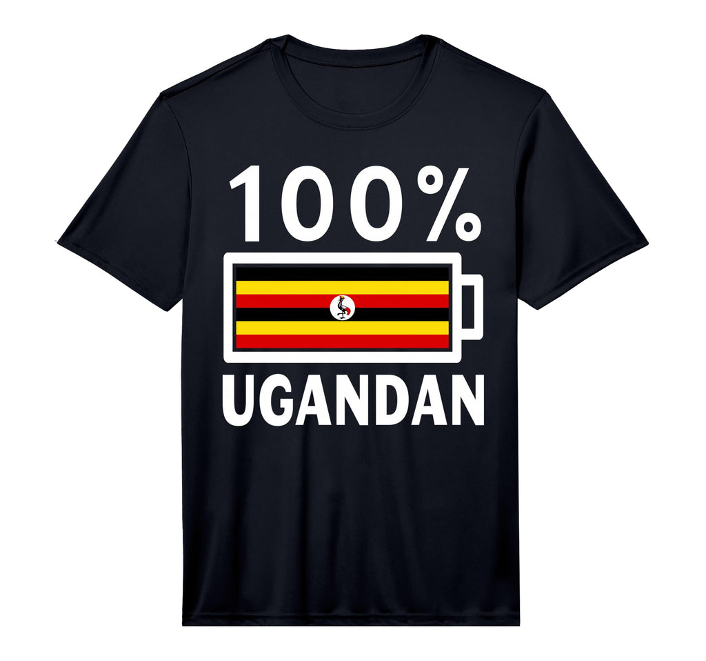 Uganda Flag 100 Ugandan Battery Power T-Shirt - Novelty Apparel Men Women