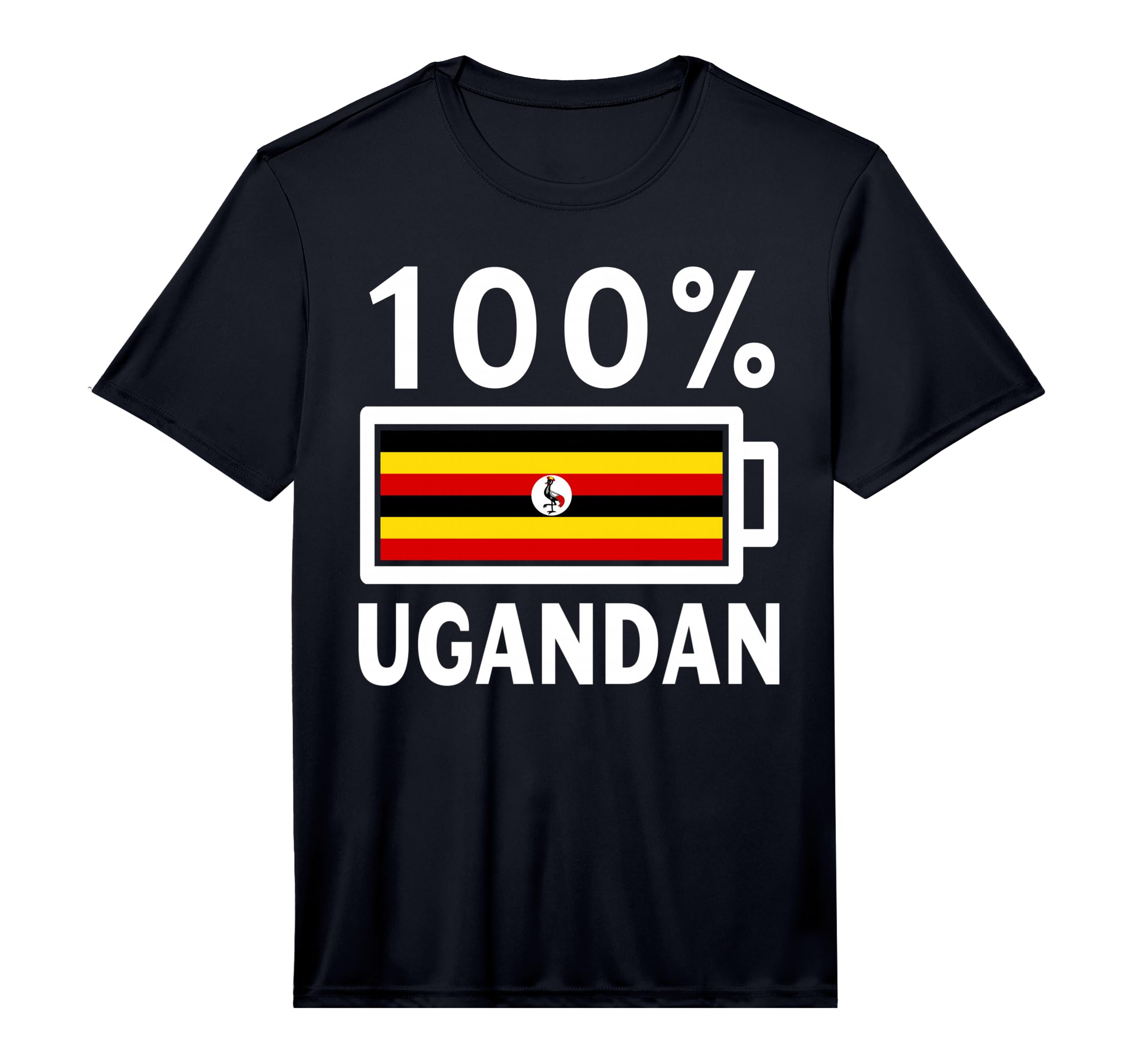 Uganda Flag 100 Ugandan Battery Power T-Shirt - Novelty Apparel Men Women