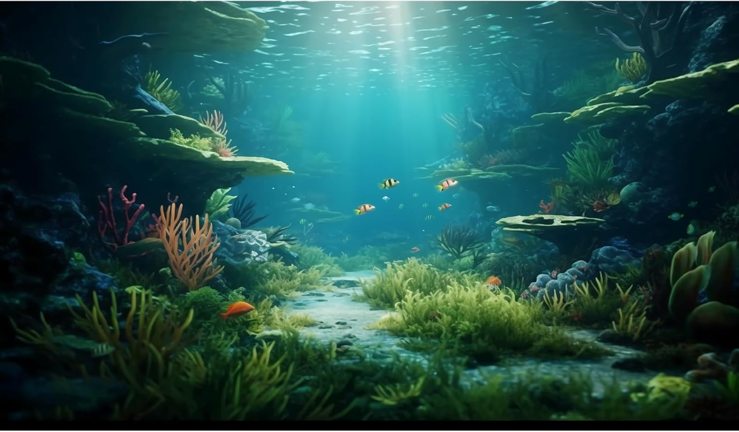 Ocean Floor Fish Tank Background Under The Sea Coral Reef Aquarium Background Underwater Aquatic Plants Corals Rock Cave Terrarium Backgrounds Tropical Fish Ocean Aquarium Backgrounds Decors 72x18in