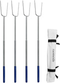 32" Heavy Duty Hot Dog Roasting Sticks for Campfire, Smores Sticks for Fire Pit Long, Marshmallows Skewers (4 Pack)