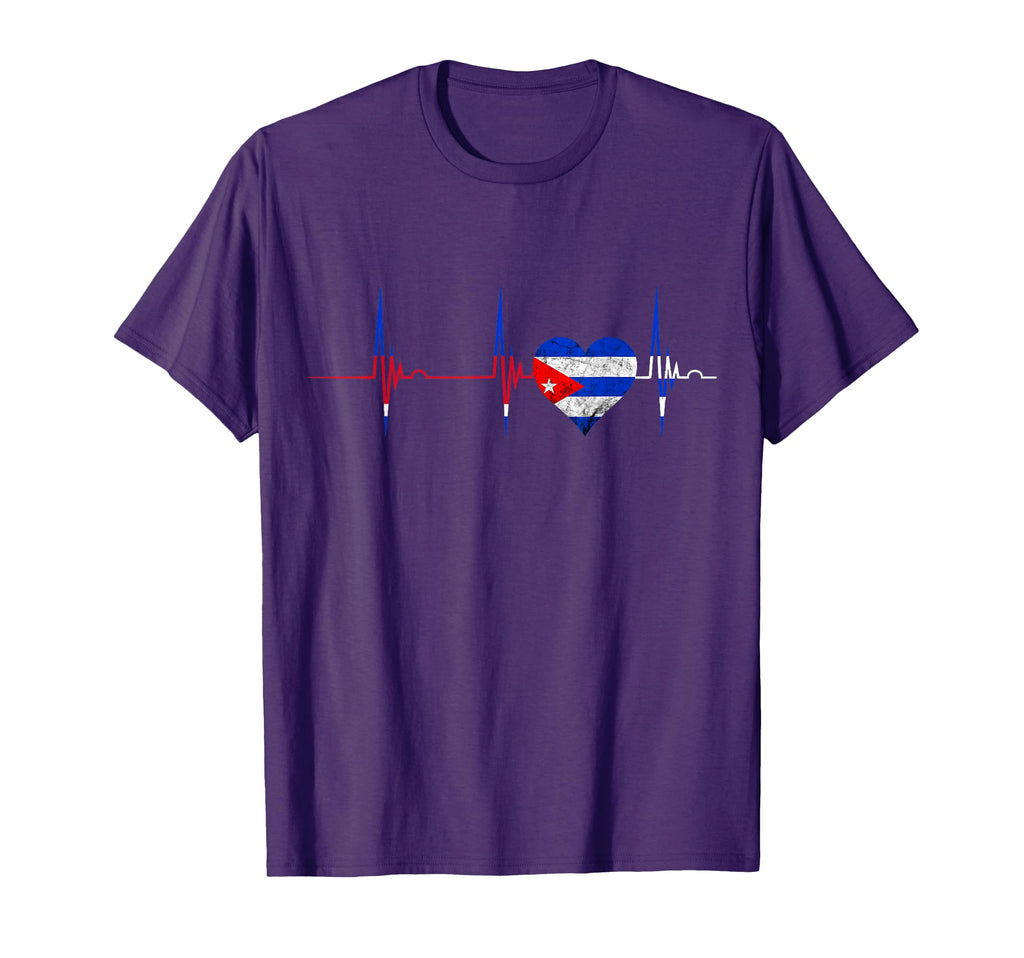 Cuba Heart Cuban Heartbeat Ekg Pulse T-Shirt - Aesthetic Graphic Unisex