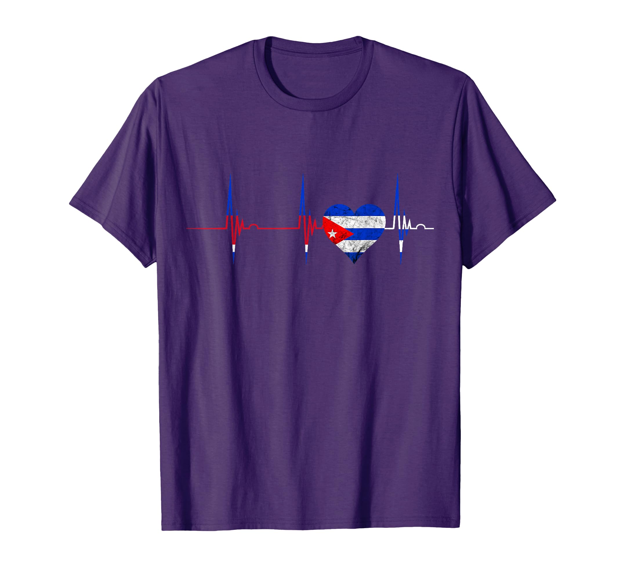 Cuba Heart Cuban Heartbeat Ekg Pulse T-Shirt - Aesthetic Graphic Unisex