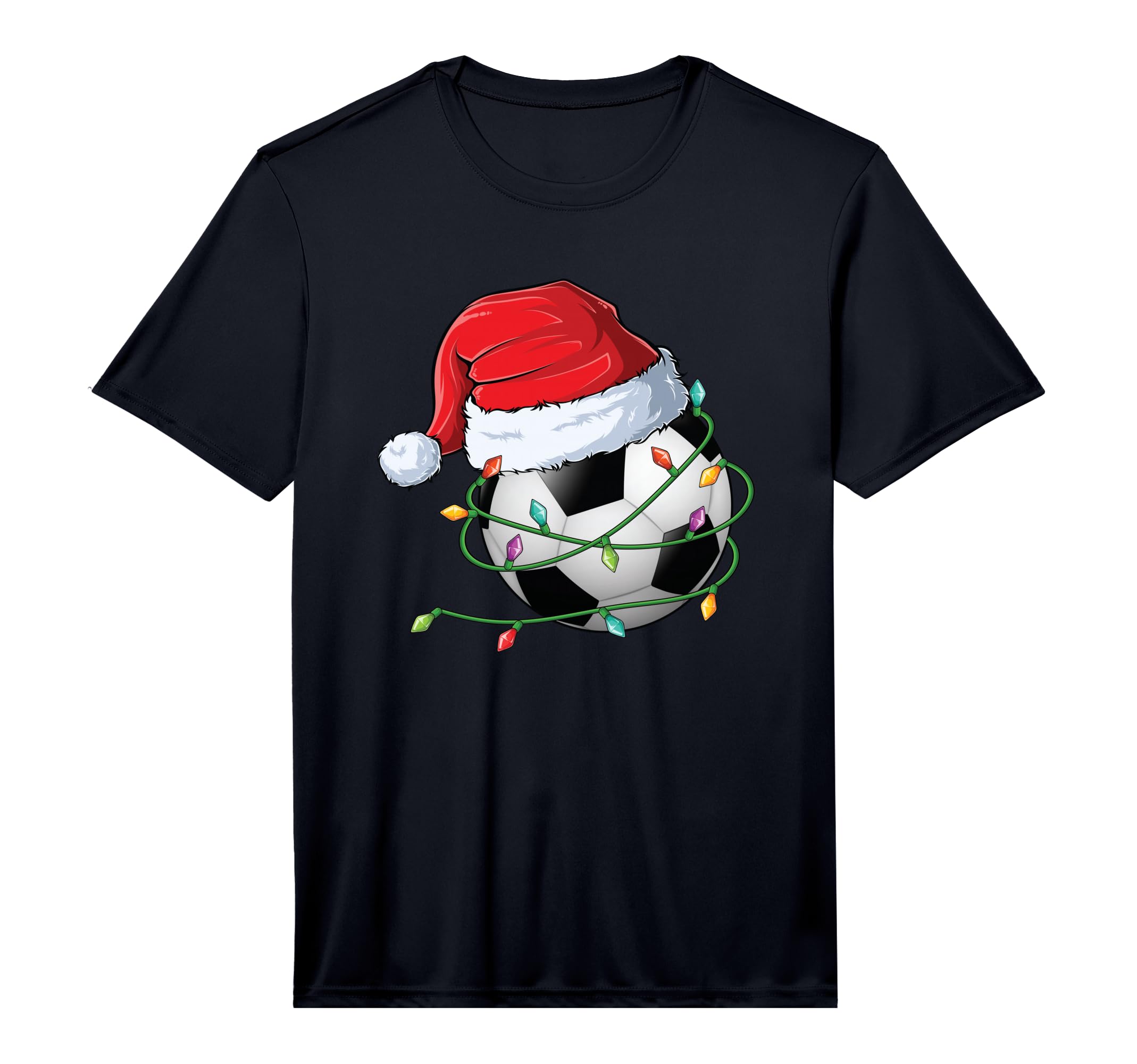 Soccer Santa Hat Wrapped Holiday T-Shirt - Trendy Graphic for Adults