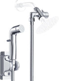 Dog Shower Attachment Metal, YDmeet Pet Washing Hose Attachment for Fast & Clean Bathing, Brass 3 Way Diverter, Adjustable Sprayer wtih Turn Off, 8 ft Hose and Holder, Chrome