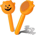 Self-Cleaning Dog & Cat Slicker Brush, Skin Friendly Deshedding Grooming Tool for Long or Short Haired Dogs Cats Rabbits, Dog Shedding Brush with Release Button - Pumpkin