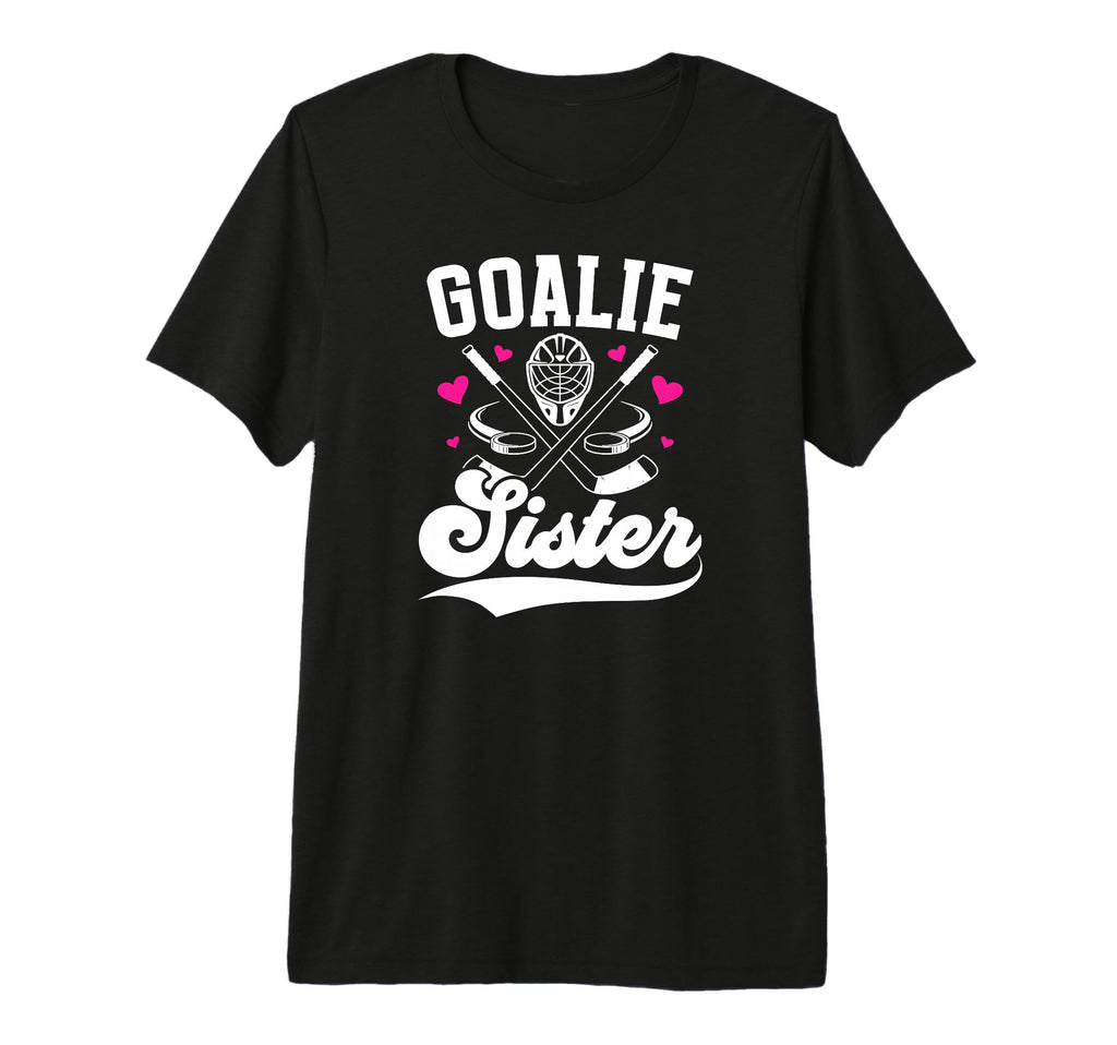 Ice Hockey Goalie Sister Hockey T-Shirt - Minimalist Print for Adults