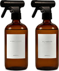 MaisoNovo Glass Spray Bottle - 16.9 fl oz Amber x 2 with 16 Labels
