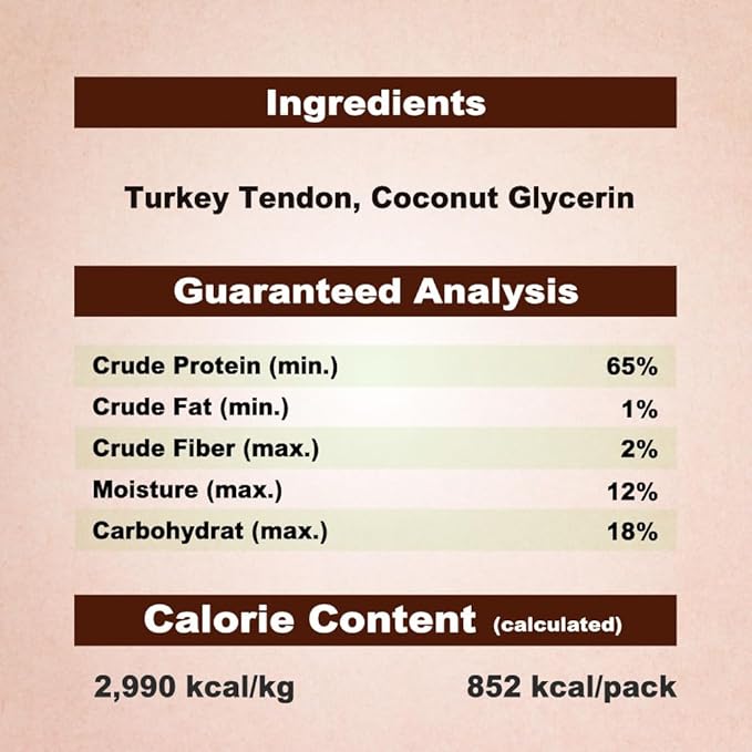 Afreschi Natural Turkey Tendon Rope (L) 10 oz, USA-Sourced Turkey Tendon, All Natural Puppy Chew, Hypoallergenic, Rawhide Alternative, for Large Breeds