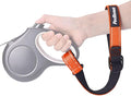PetBonus Short Dog Leash, Safety Wrist Strap for Retractable Dog Leash, Reflective Design and Adjustable Soft Padded Handle, Extra Layer Security for Pet Stroller (Orange)