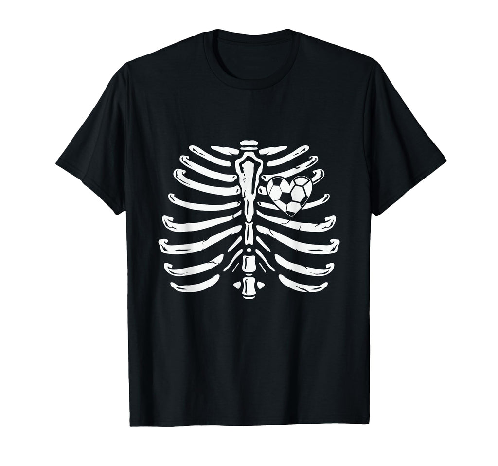 Soccer Ball Heart Skeleton Humorous T-Shirt - Fun Novelty Design Men Women