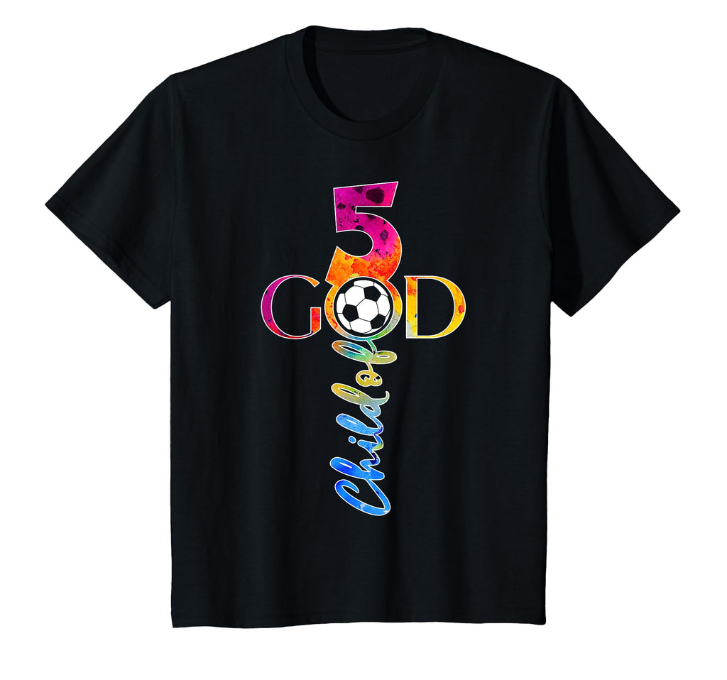 Jesus 5 Years Child God Soccer 5Th T-Shirt - Novelty Apparel for Adults