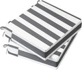 AAAAAcessories Outdoor Seat Cushions for Chairs, Waterproof, Fade-Resistant Patio Furniture Replacement Cushions, 18.5" x 16" x 3", Set of 2, Gray Cabana Stripe