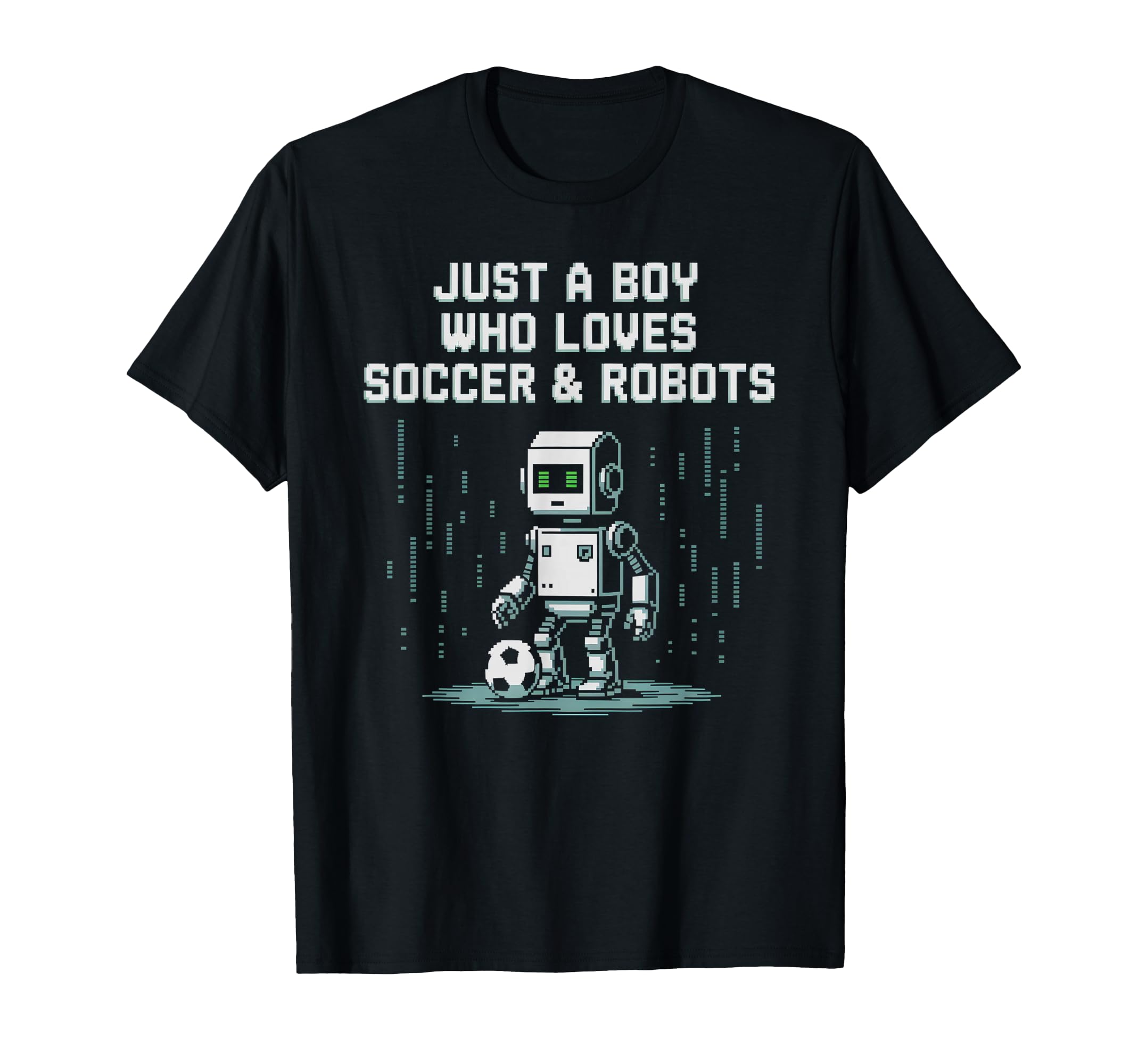 Just Who Loves Soccer Robots Ball T-Shirt - Novelty Apparel for Adults