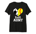 Ball Aunt Heart Funny Soccer Softball T-Shirt - Novelty Apparel for Adults