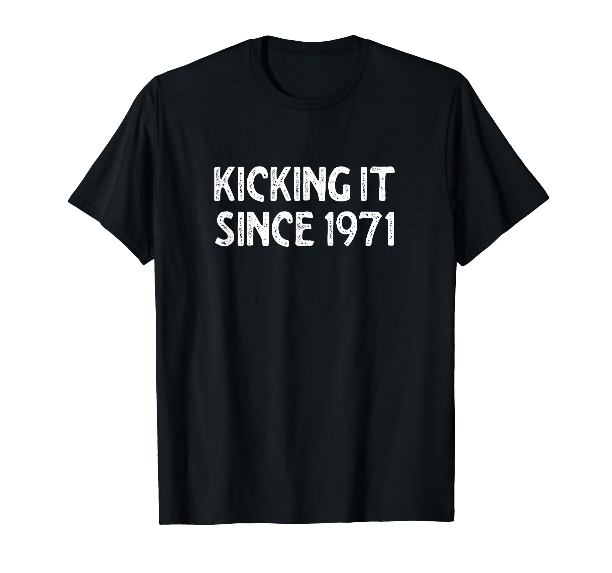 Kicking It Since 1971 Funny Soccer T-Shirt - Minimalist Print Men Women