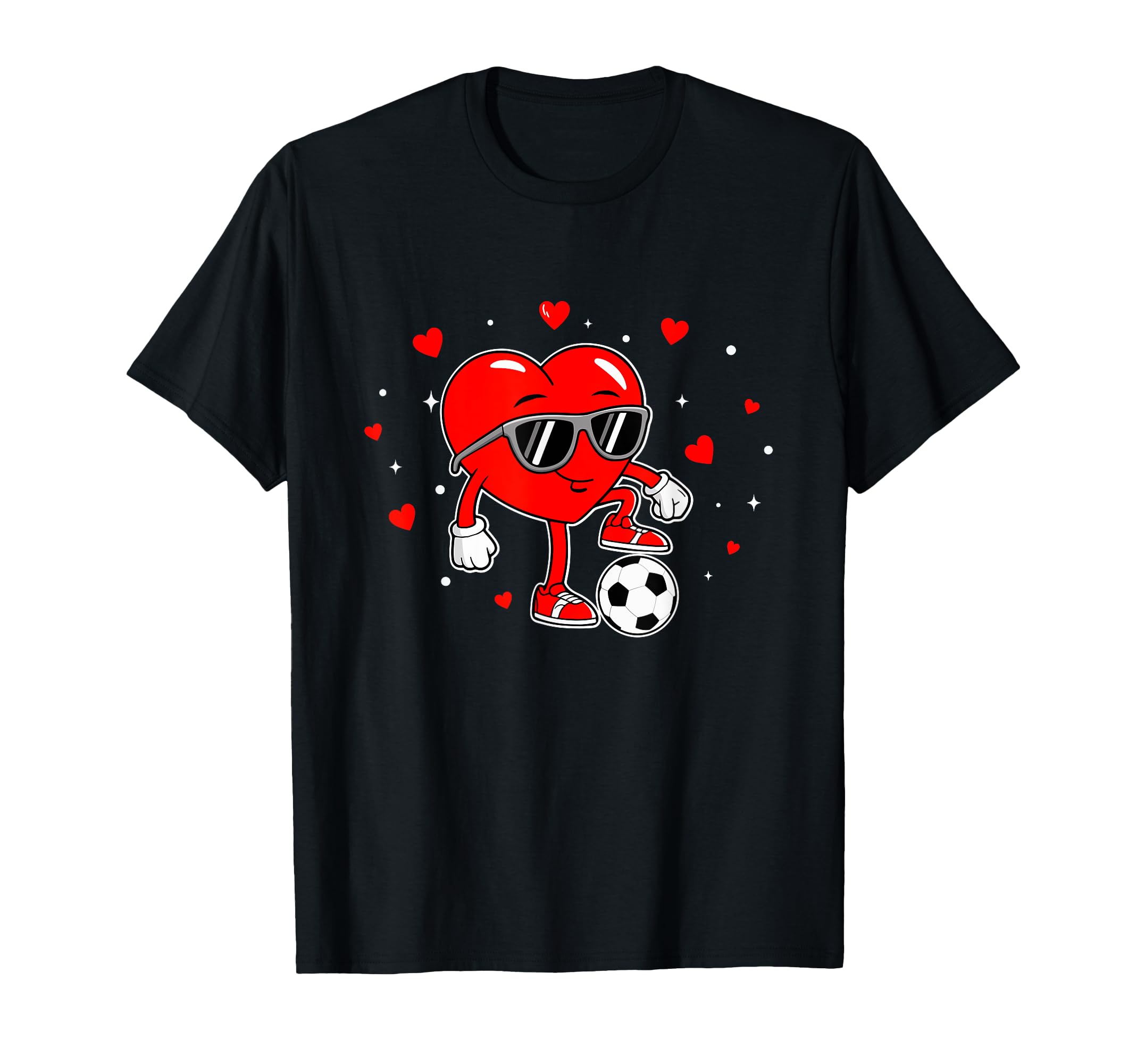 Soccer Playing Heart Character T-Shirt - Unique Graphic for Adults