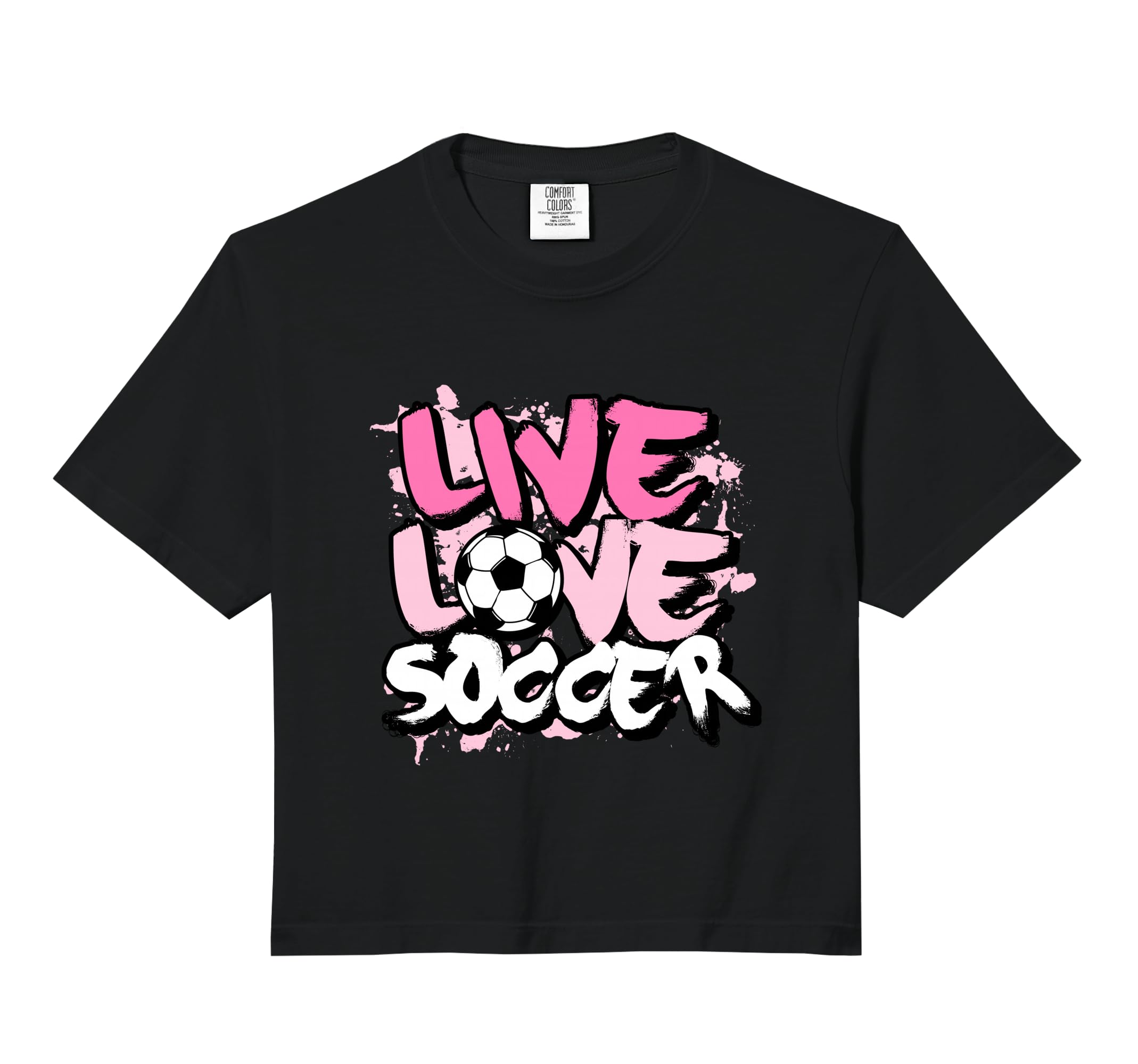 Live Love Soccer Comfort Colors Crop T-Shirt - Streetwear Style Unisex