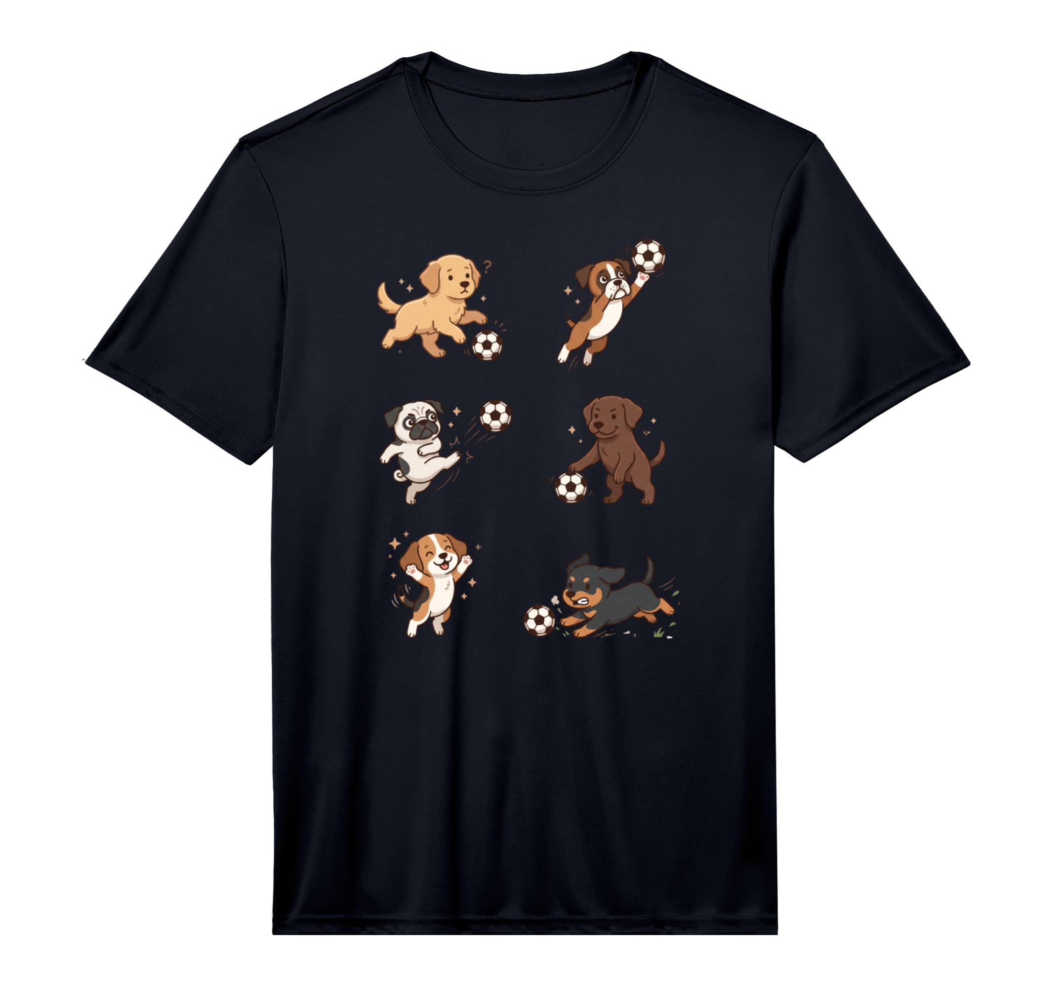 Silly Dogs Playing Soccer Player Goalie T-Shirt - Trendy Graphic Men Women