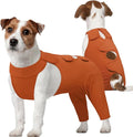 Kuoser Dog Surgery Recovery Suit for Rear Legs, Thigh Wound Protective Sleeve for Dogs, Dog Recovery Sleeve for Female Male Dogs, Dog Onesie After Surgery Pet Surgical Suit for Spay Neuter, Brown S