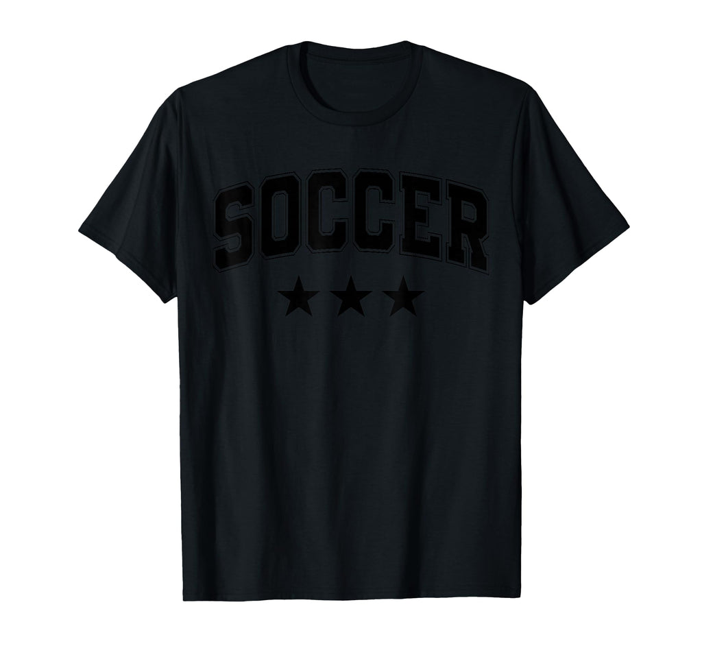 Soccer All Black Stars Text T-Shirt - Trendy Graphic for Adults