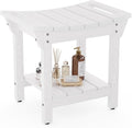 Waterproof Shower Bench, Poly Lumber Shower Stool for Shaving Legs, Shower Chair Seat with Storage Shelf and Handles, Bathroom Bench for Inside Shower, Non-Slip