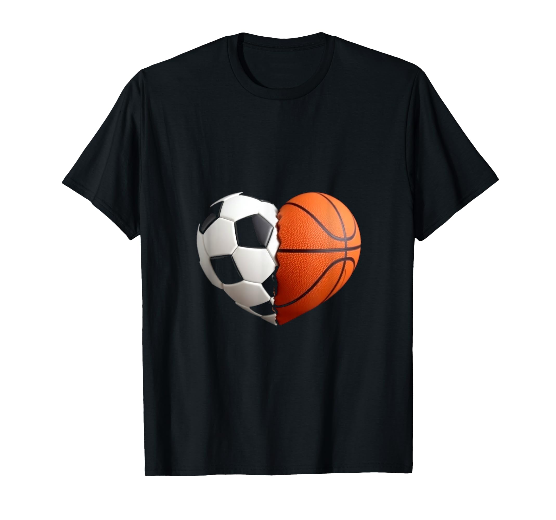Split Heart Soccer Basketball T-Shirt - Aesthetic Graphic for Adults