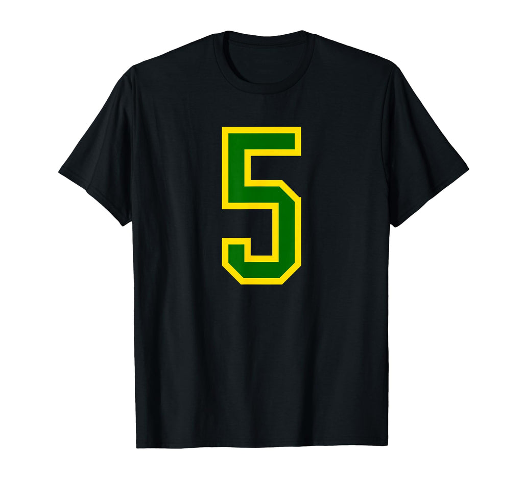 Green Yellow Sports Team Number 5 T-Shirt - Custom Art Print for Adults
