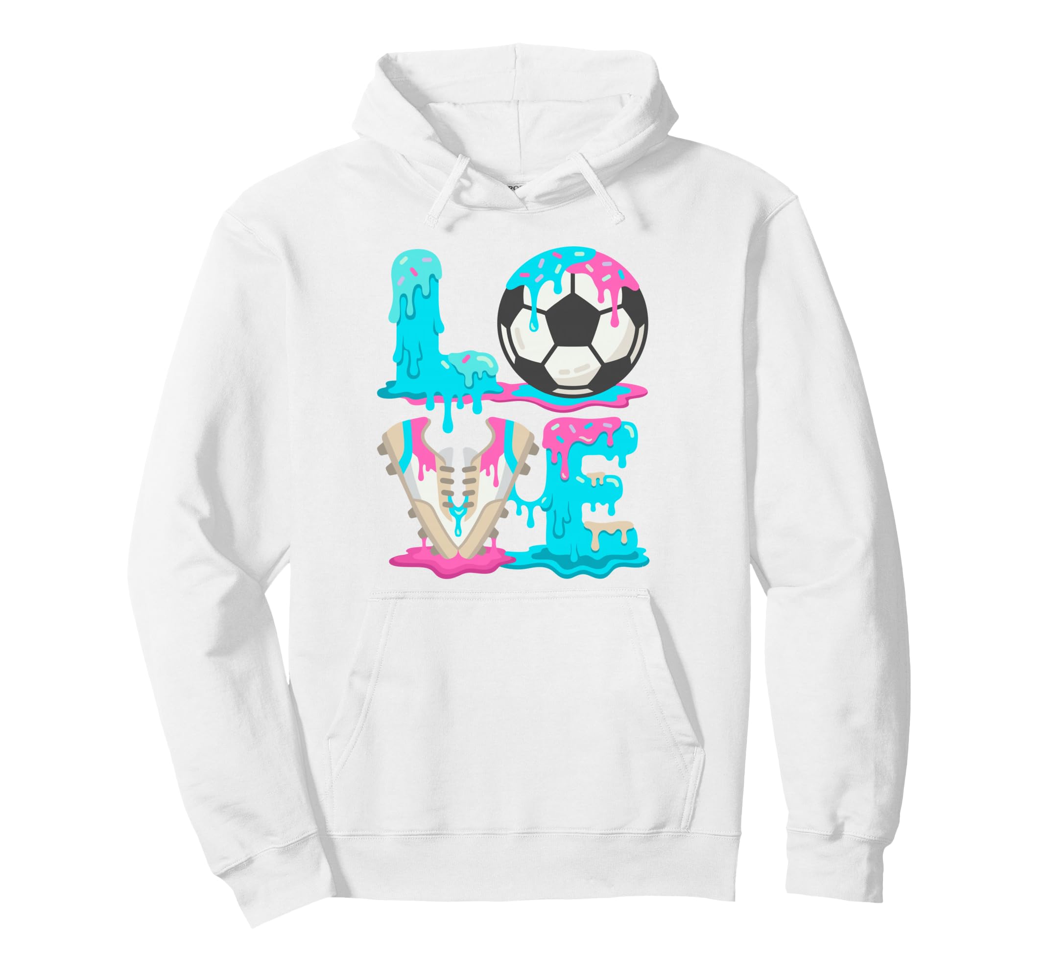 Soccer Love Dripping Ball Cleats Player Hoodie - Graphic Print Unisex