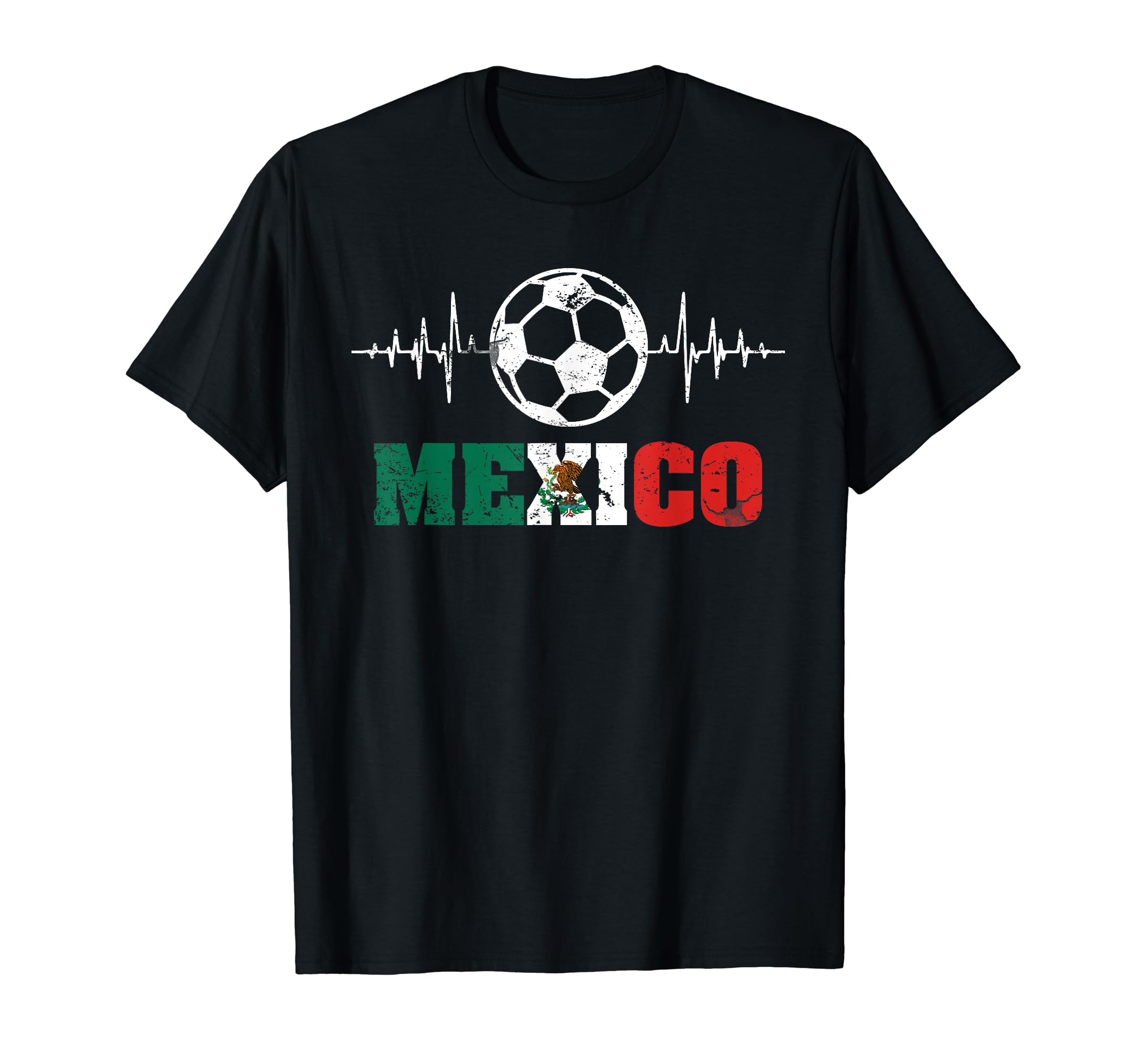 Mexico Russia Heartbeat Soccer T-Shirt - Casual Everyday Wear for Adults