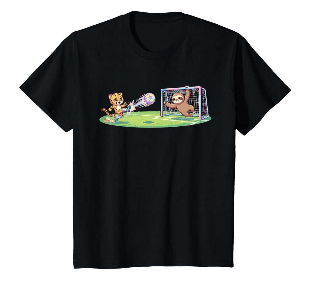 Cheetah Kicks Ball Sloth Goalie T-Shirt - Custom Art Print Men Women