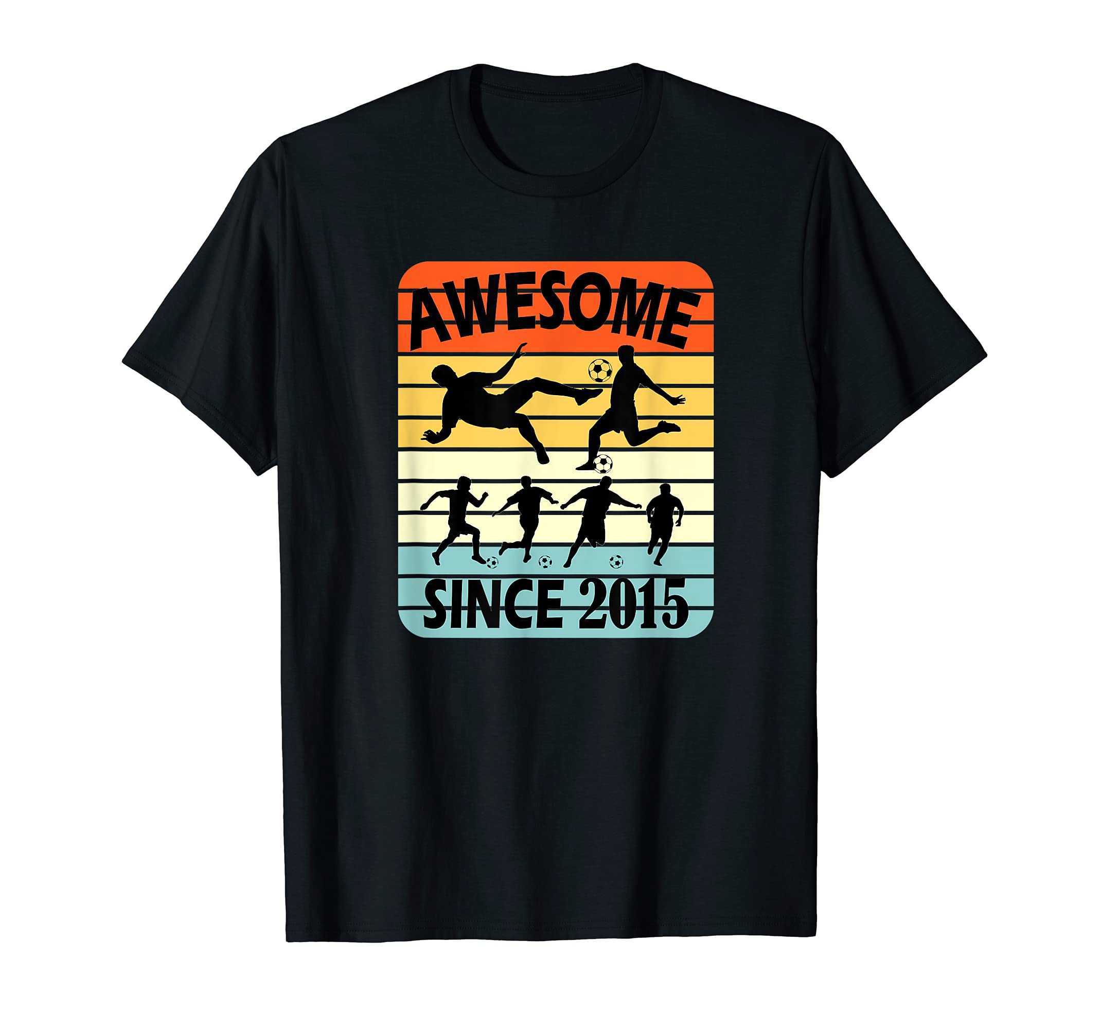 6Th Birthday Soccer Awesome Since 2015 T-Shirt - Minimalist Print Unisex