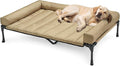 Veehoo Cooling Elevated Dog Bed Add Removable Waterproof Bolster Cushion Mat, Raised Pet Cot with Breathable Teslin Mesh, No-Slip Feet, Dog Couch Bed for Indoor Outdoor, 49x33inches, Beige, CWC2331B