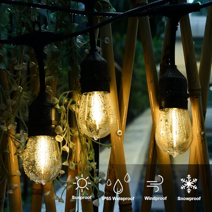SUFEIMAS Outdoor String Lights LED 150FT with 45 Sockets 48pcs S14 Shattreproof Edison Bulbs,Dimmable LED Outdoor String Lights for Outside, Patio,Backyard, Market, Cafe (3 * 50ft)