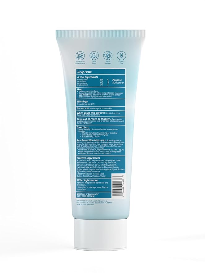 Florida Glow Water Based Sunscreen Lotion SPF 50, 8 OZ Pack of 2 - Florida keys and Hawaii act 104 reef compliant (oxybenzone and octinoxate free)- great for Kids and sports