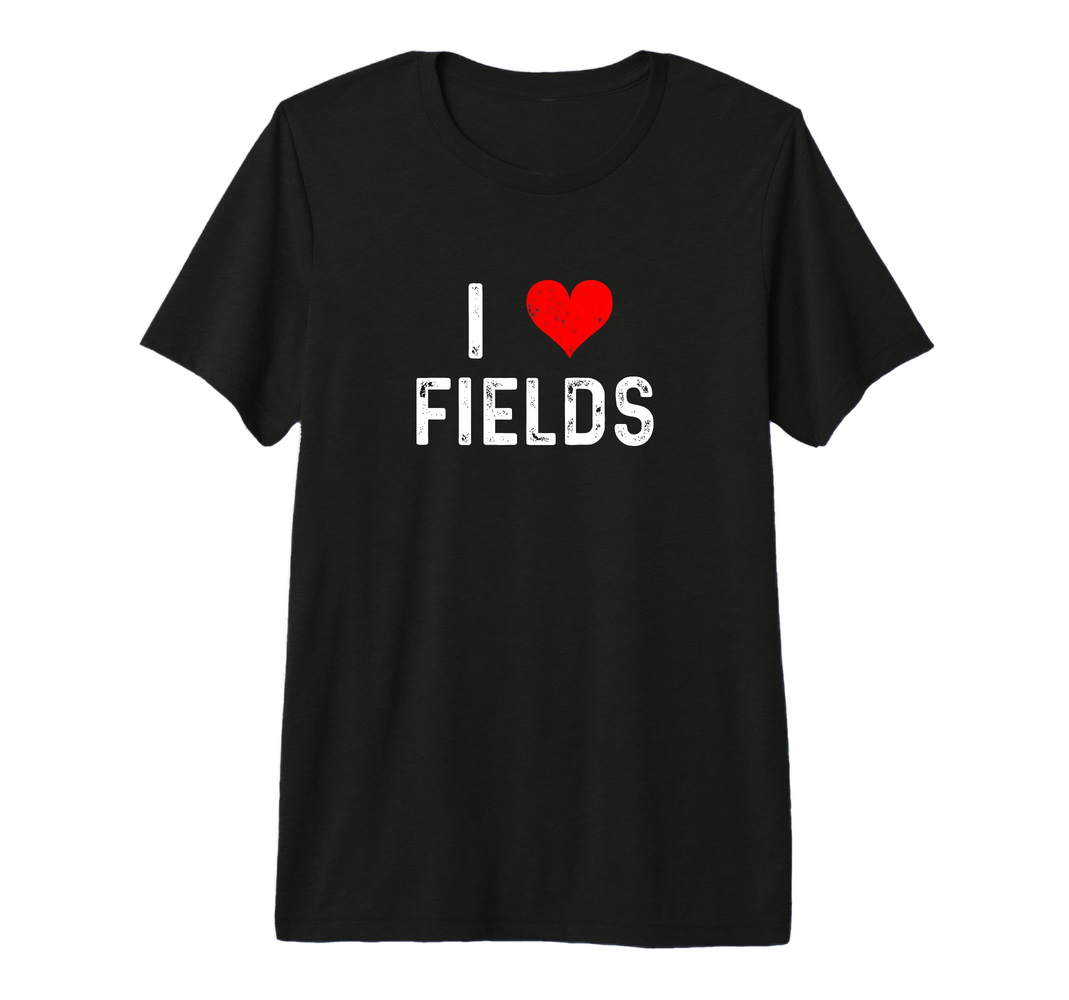 I Love Fields Heart Distressed T-Shirt - Custom Art Print Men Women