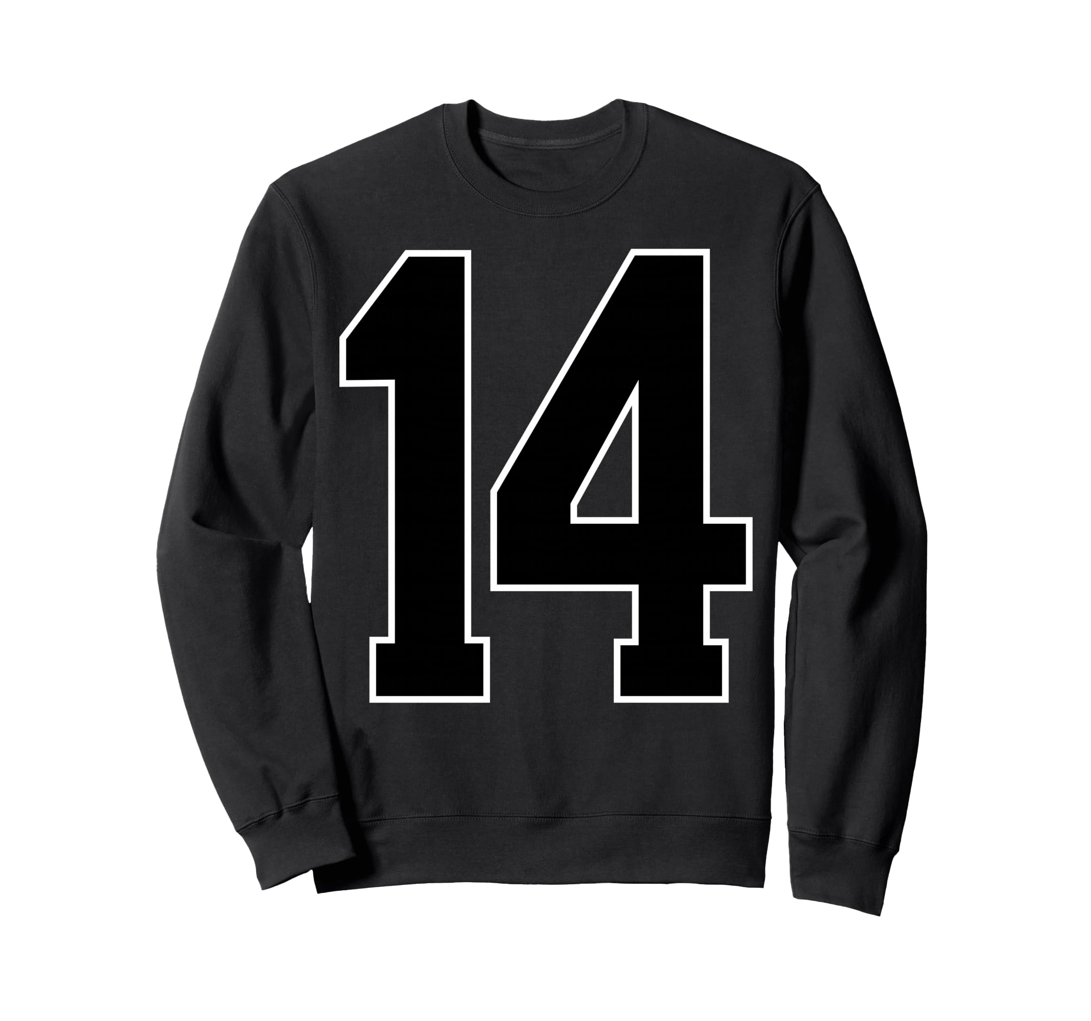 Black Sports Team Number 14 Fan Sweatshirt - Novelty Apparel Men Women