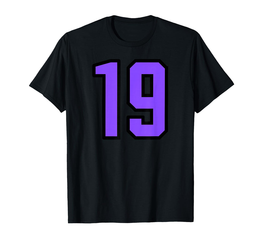Purple Black Sport Team Number 19 T-Shirt - Aesthetic Graphic Unisex