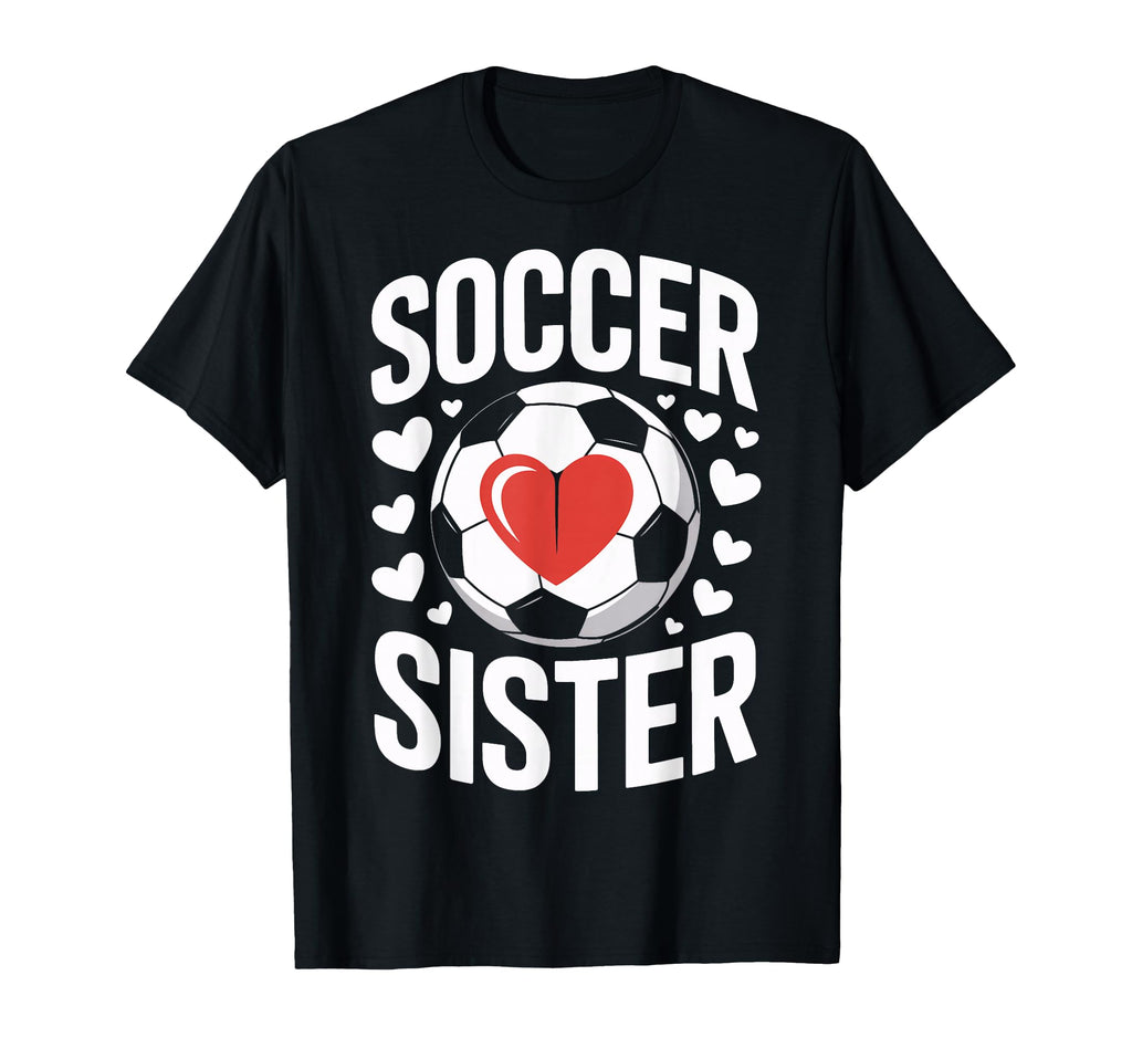 Soccer Sister Heart Soccer Sibling Athletic T-Shirt - Graphic Print Unisex