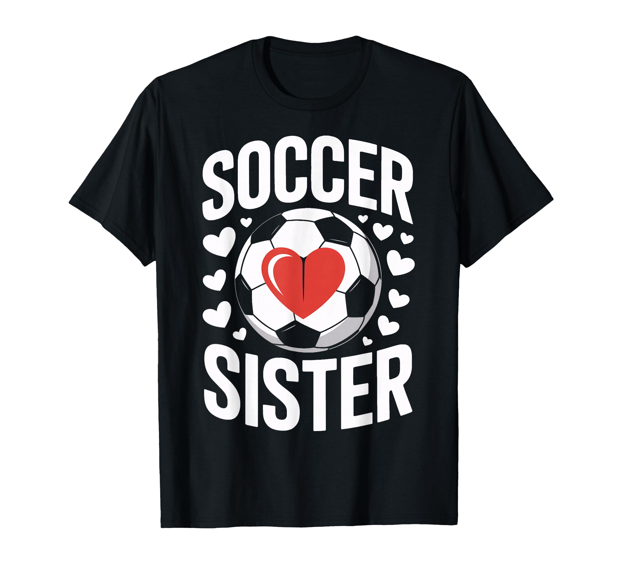 Soccer Sister Heart Soccer Sibling Athletic T-Shirt - Graphic Print Unisex