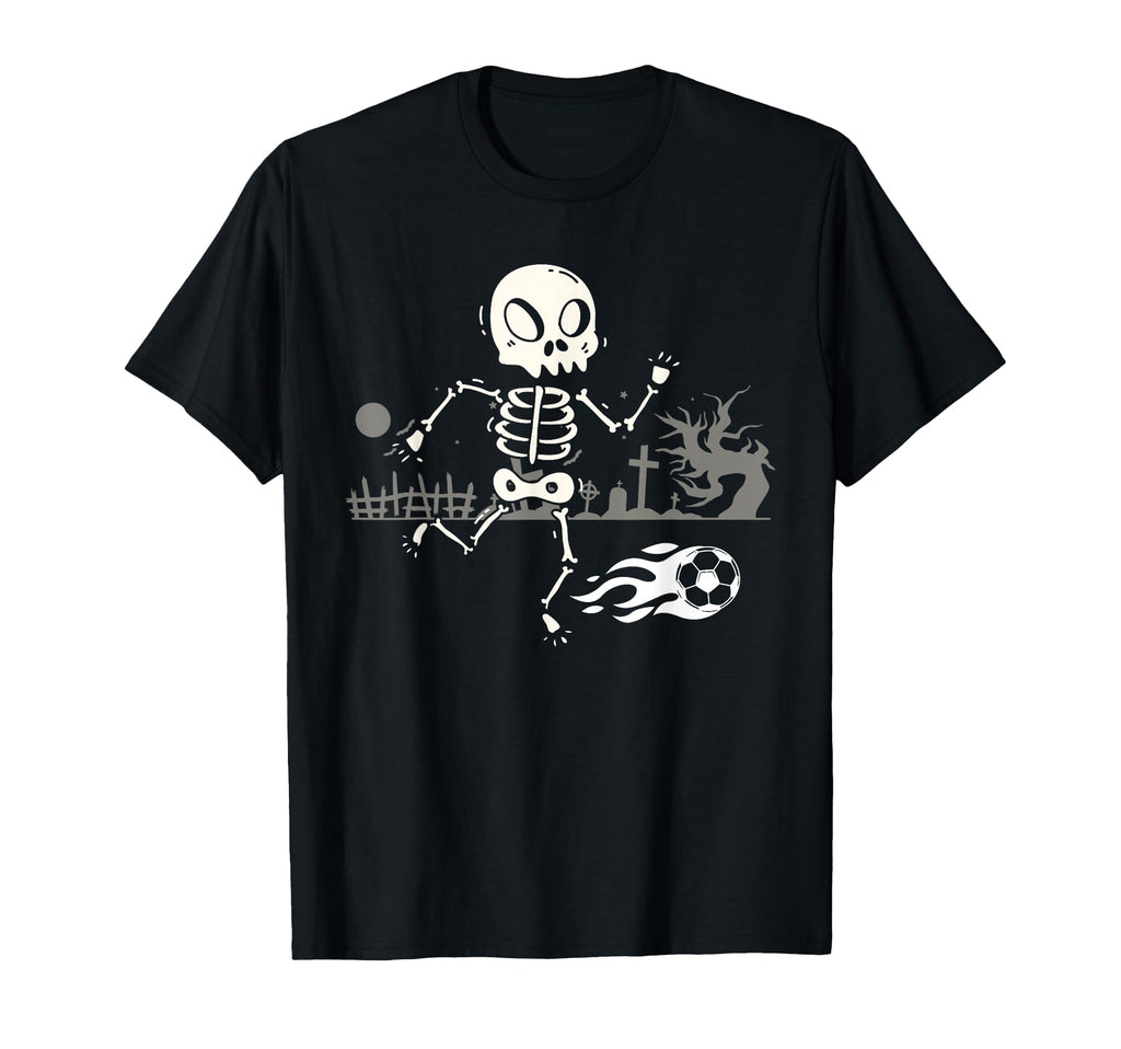 Skeleton Soccer Halloween Sport Player T-Shirt - Trendy Graphic Men Women