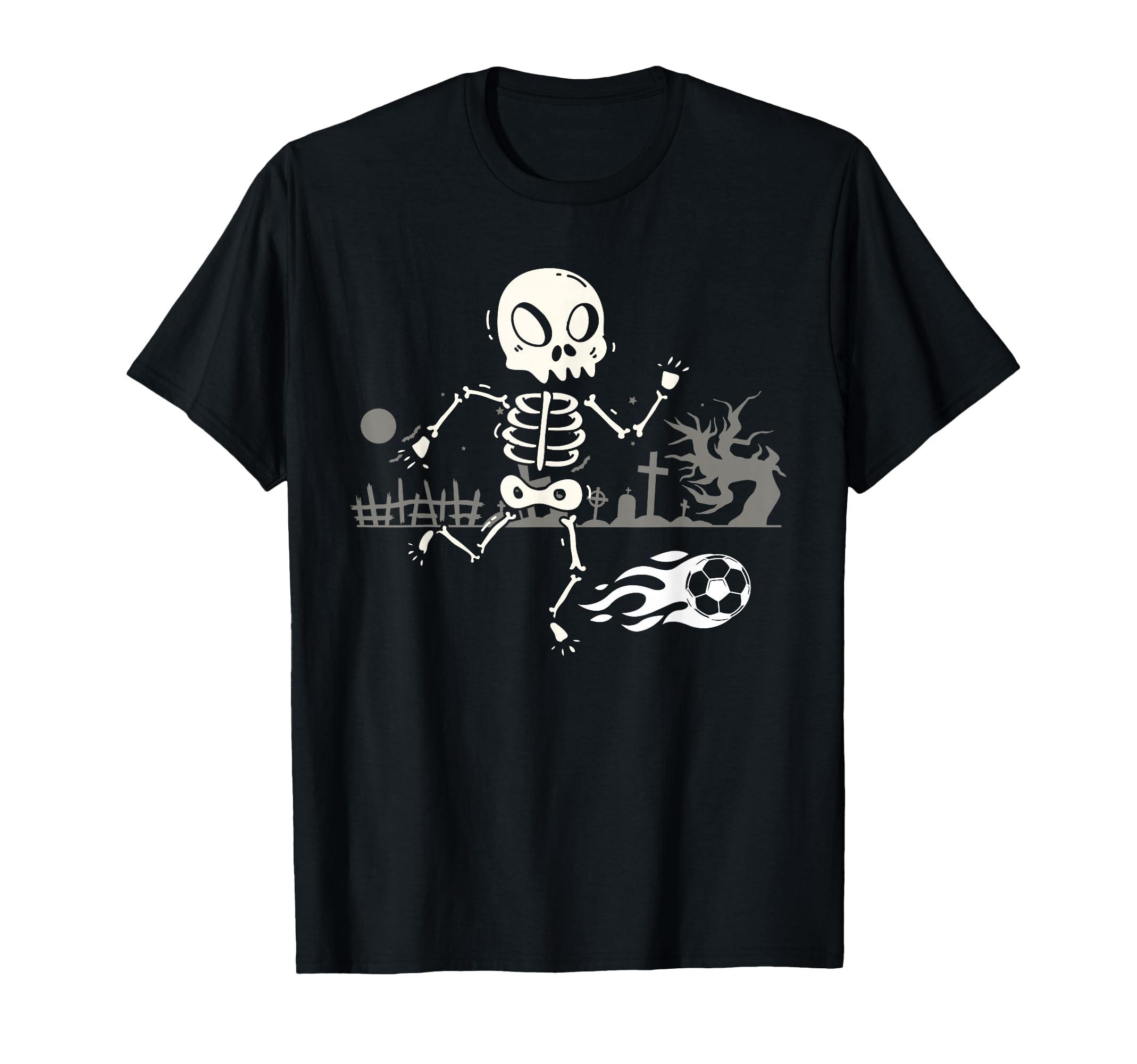 Skeleton Soccer Halloween Sport Player T-Shirt - Trendy Graphic Men Women