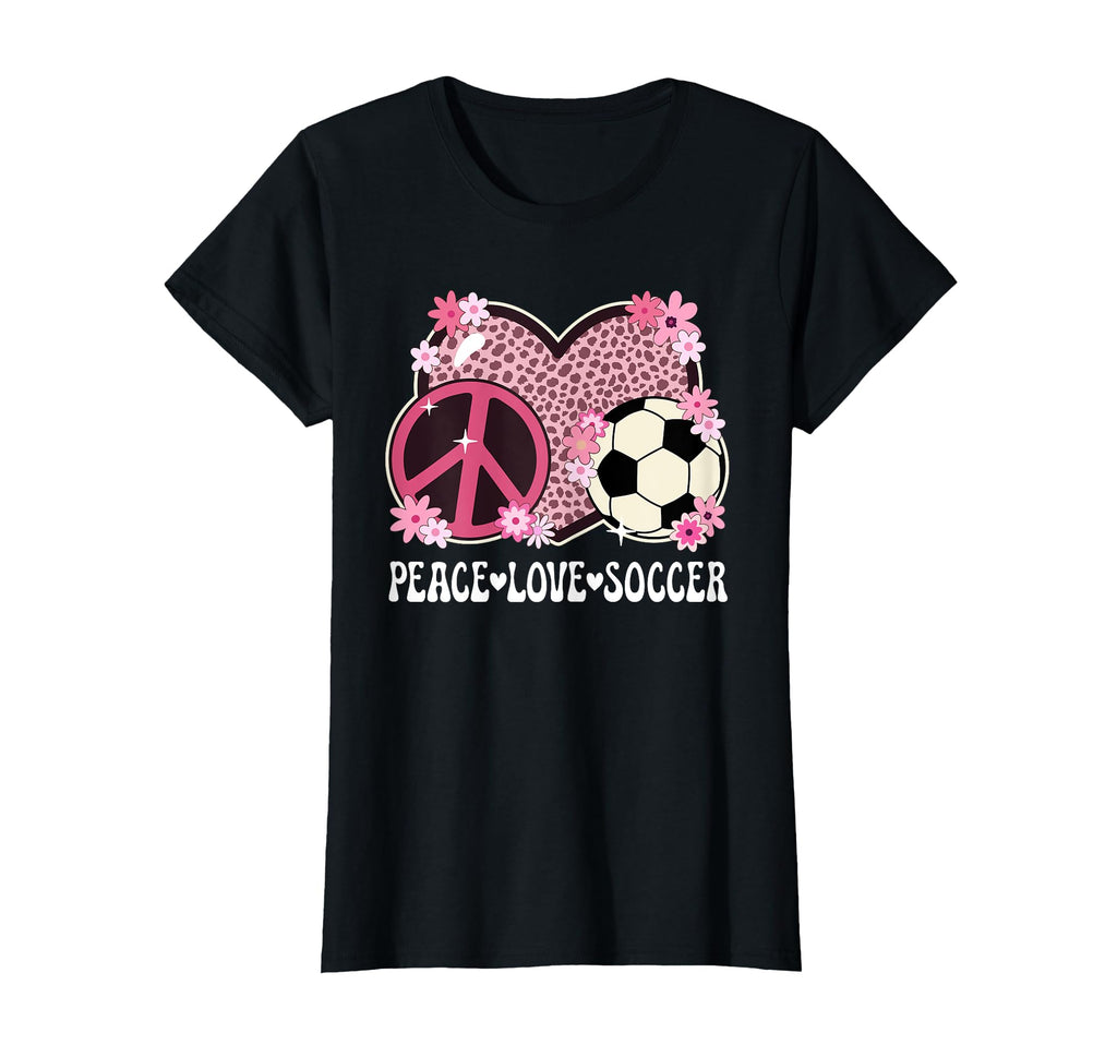 Peace Love Soccer Lover Outfit Cheetah T-Shirt - Unique Graphic Men Women