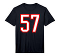 White Red Sports Team Number 57 T-Shirt - Graphic Print for Adults