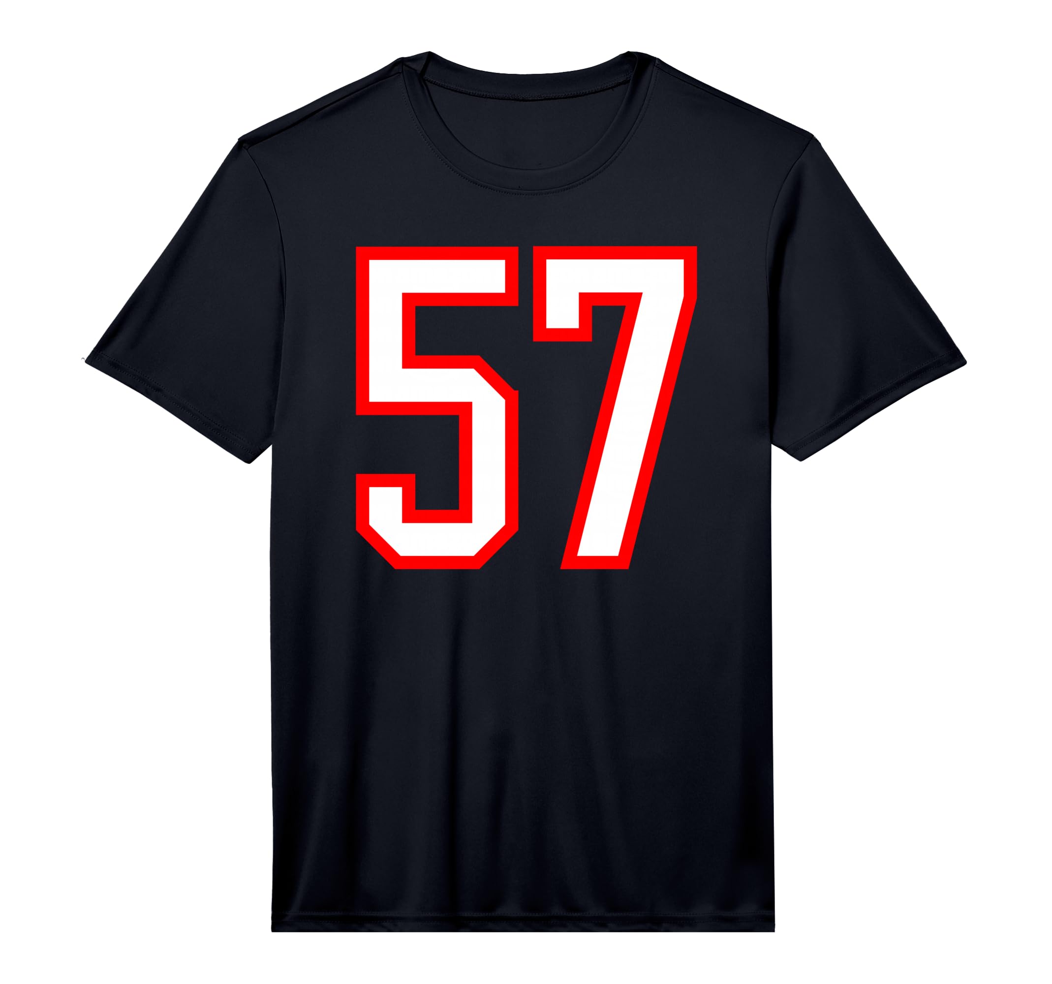 White Red Sports Team Number 57 T-Shirt - Graphic Print for Adults