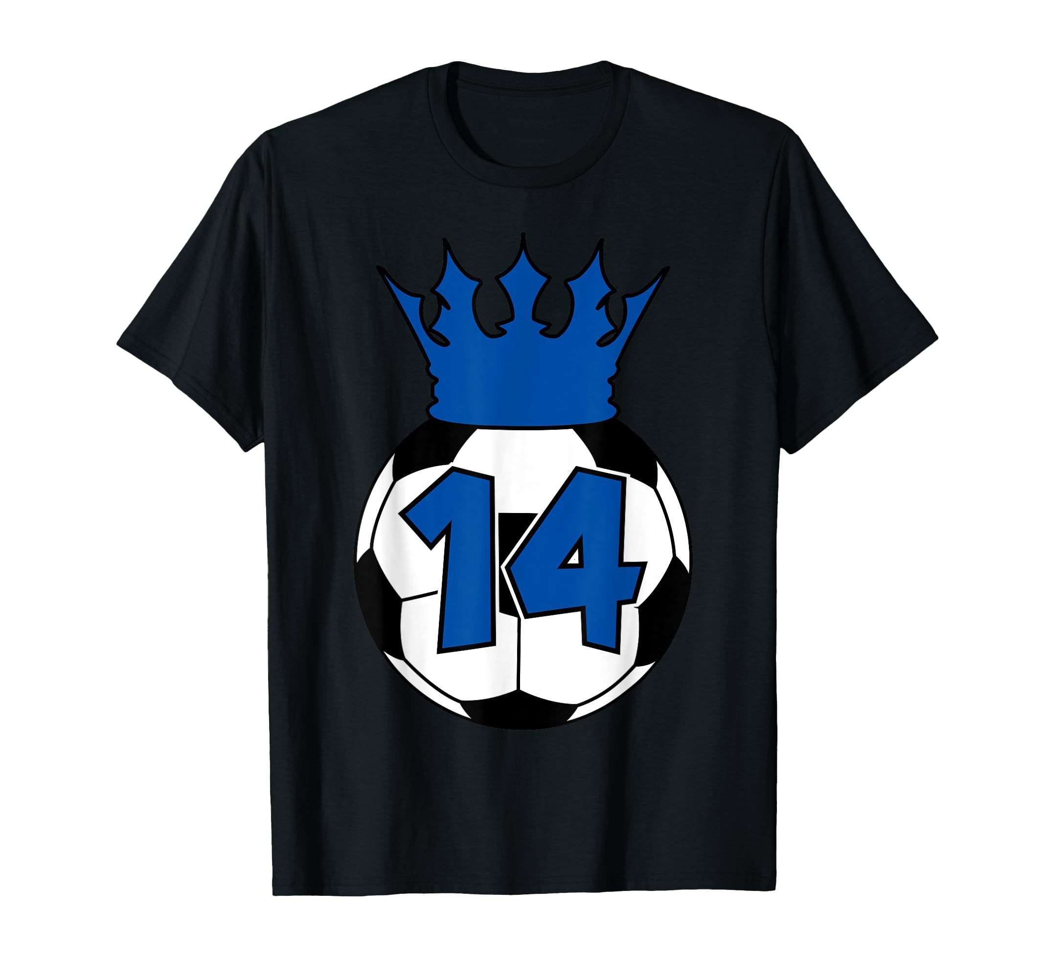 Soccer Football Blue 14Th Birthday T-Shirt - Unique Graphic Unisex
