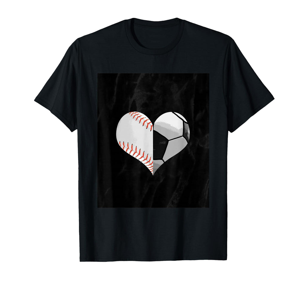 Baseball Football Soccer Ball Heart T-Shirt - Custom Art Print for Adults