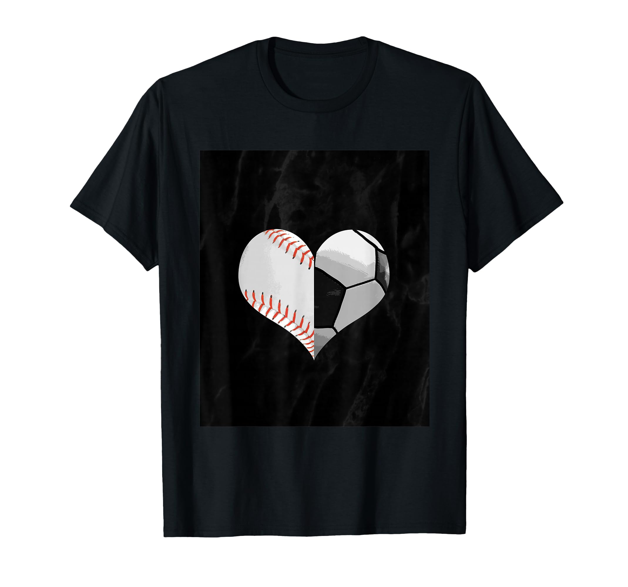 Baseball Football Soccer Ball Heart T-Shirt - Custom Art Print for Adults