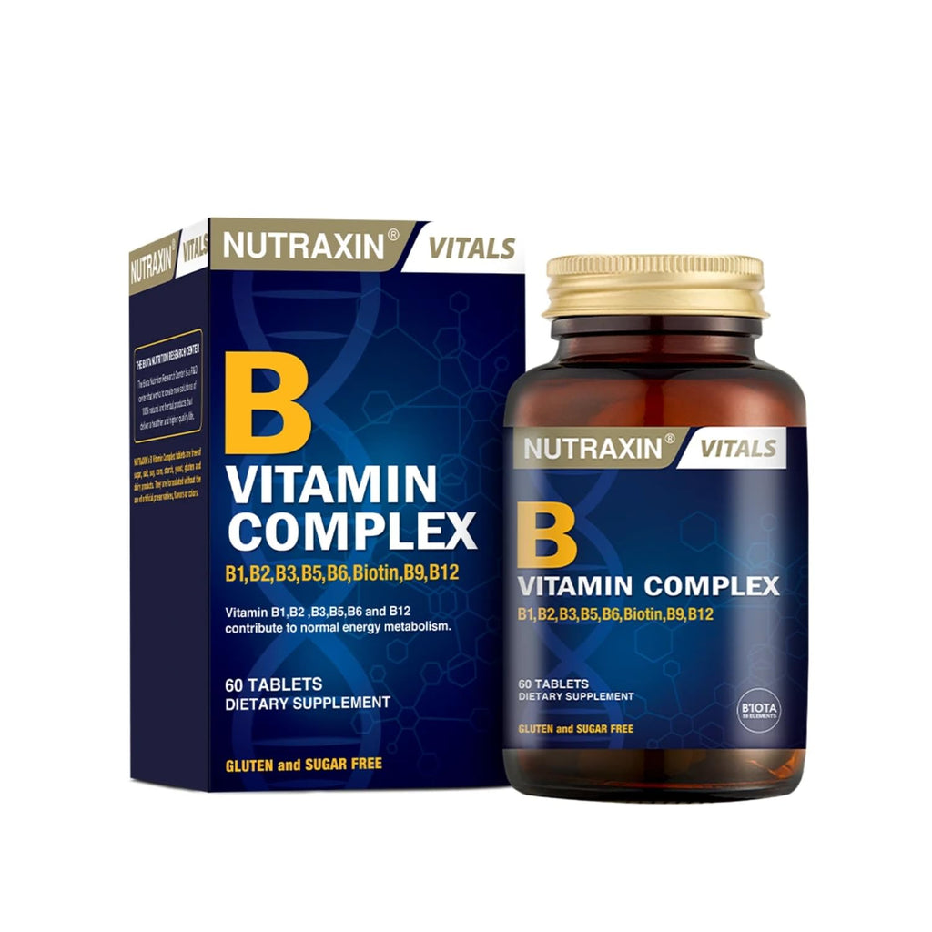 Nutraxin Vitamin B Complex Supplement - 60 Herbal Capsules | Comprehensive B Vitamins Formula