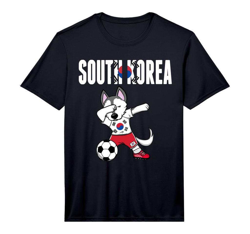 Dabbing Husky Dog South Korea Soccer T-Shirt - Casual Everyday Wear Unisex