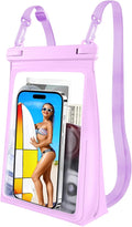 Large Floating Waterproof Phone Pouch, Cell Phone Dry Bag for iPhone 16 15 14 13 Pro Max Galaxy Google All Phones, IPX8 Waterproof Bag for Beach Vacation Purple